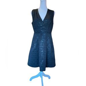 Kirna Zabete For Target Dress Black Metallic Jacquard Wrap A Line Womens Size 10